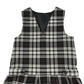 Black and White Tartan V-neck School Bib Style Pinafore