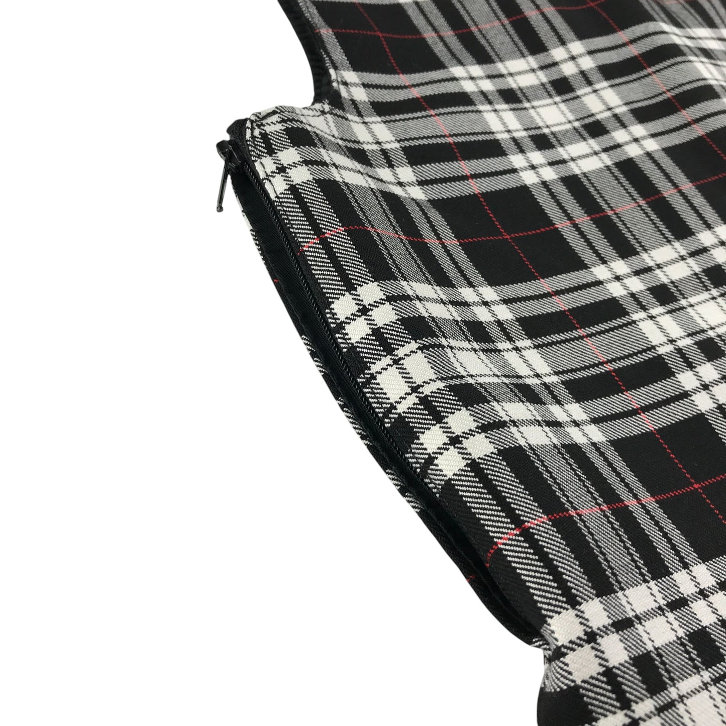 Black and White Tartan V-neck School Bib Style Pinafore