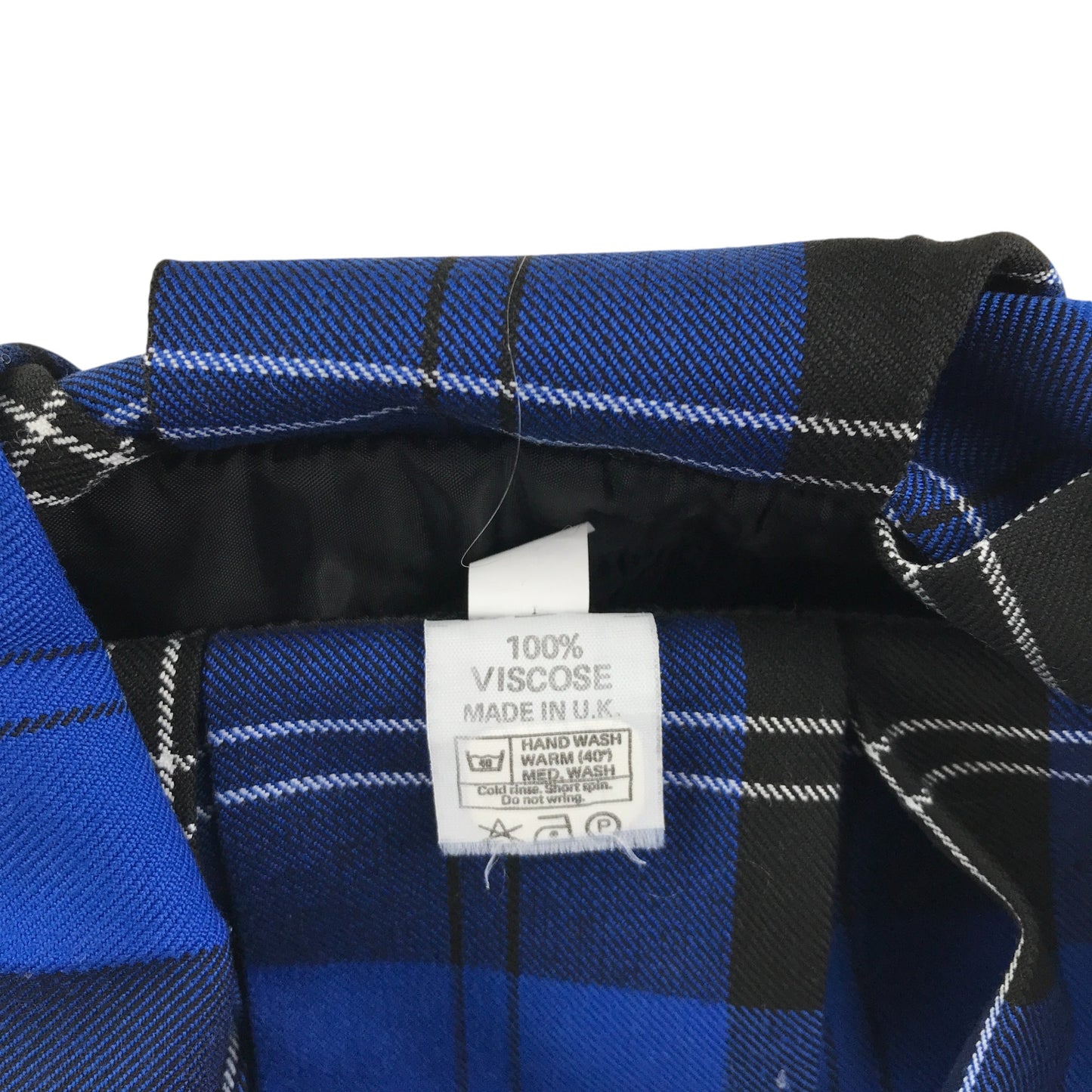 Blue Black and White Tartan School Bib Style Pinafore