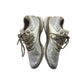 Reebok Smoothfit trainers shoe size 3 white and gold leather coated sporty sneakers