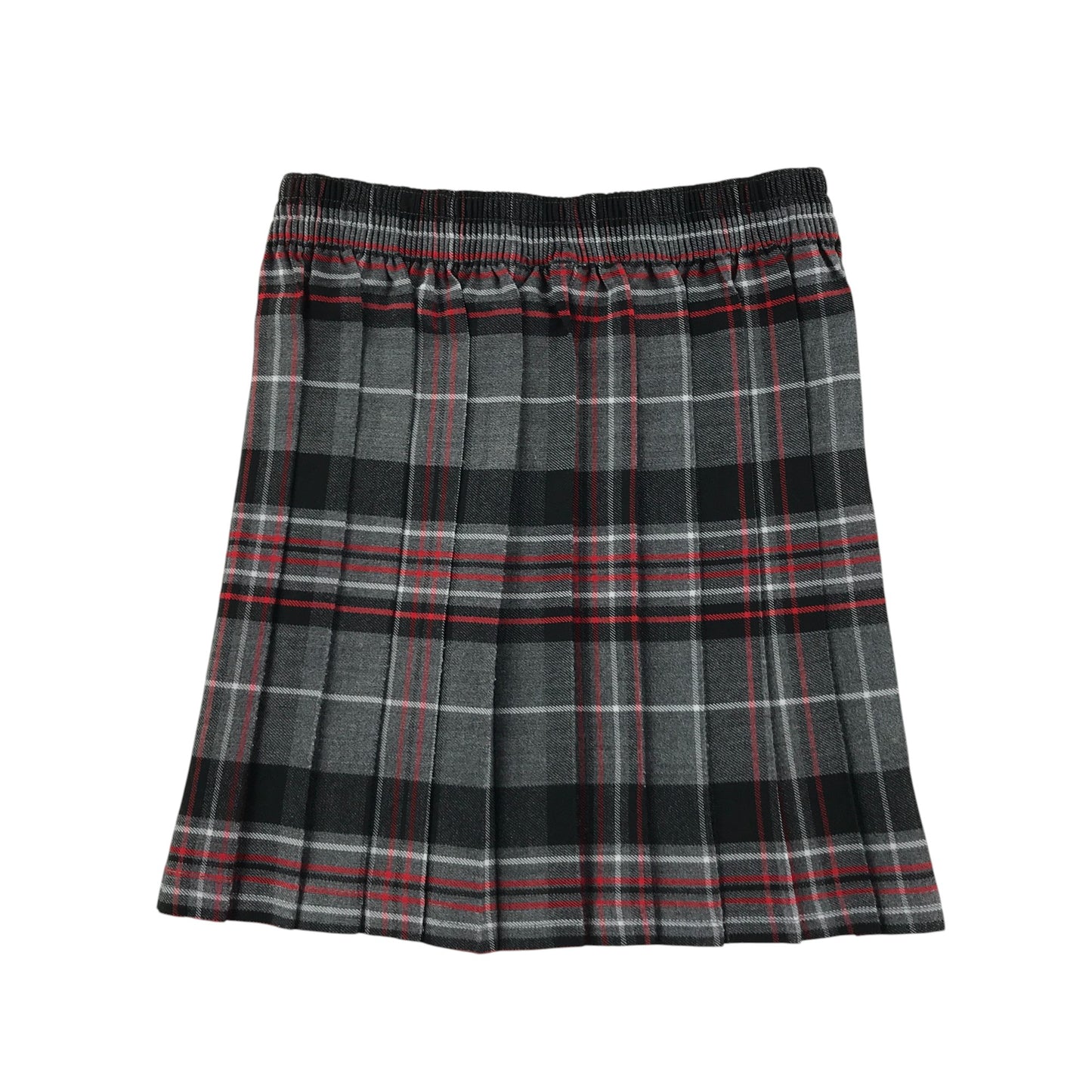 Grey black and Red Tartan School Skirt Elasticated Waist