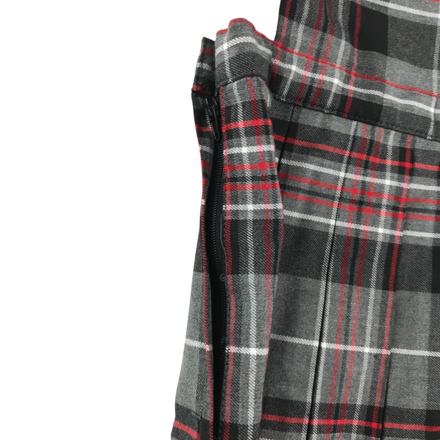 Grey and Red Tartan Bib School Bib Style Pinafore
