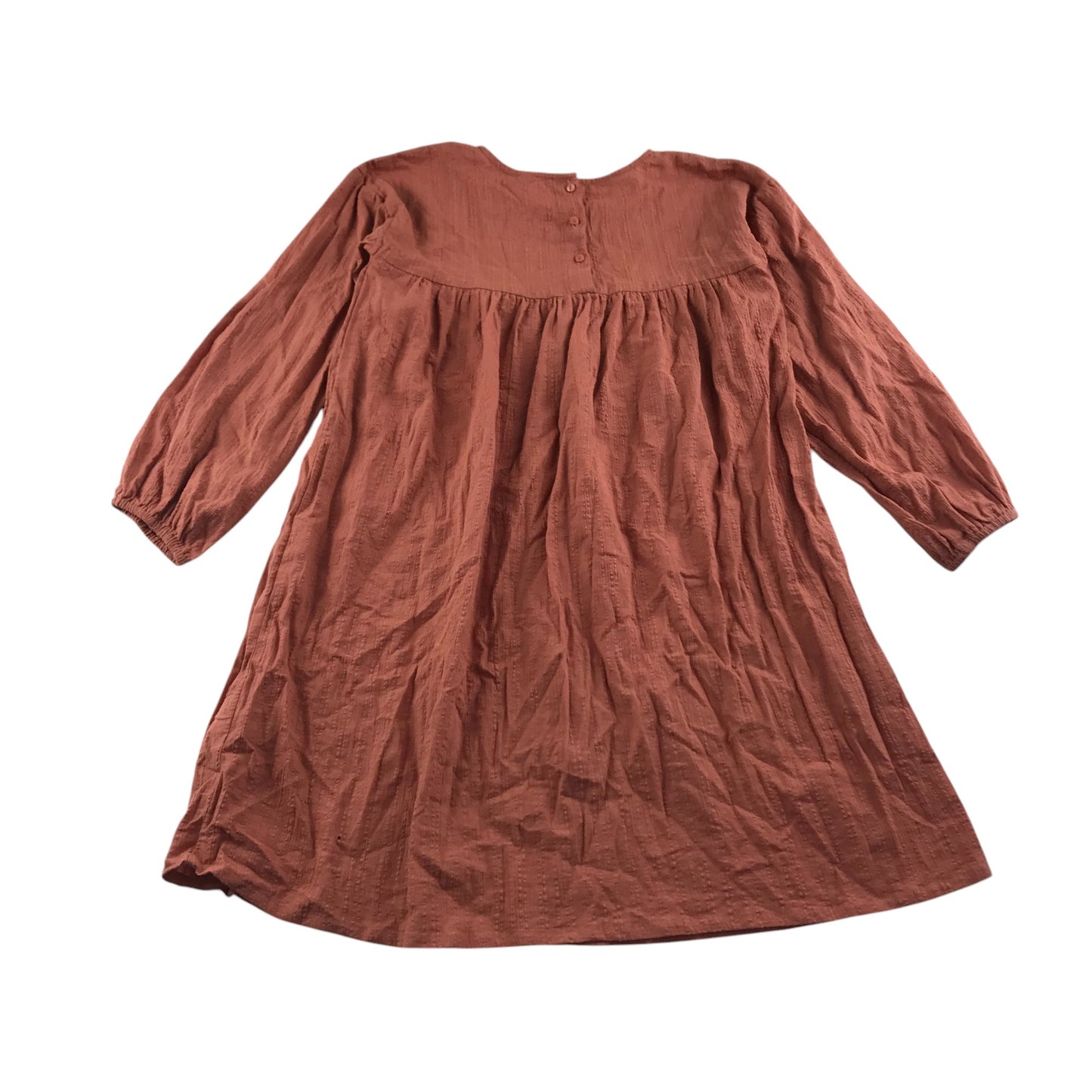 H&M Dress 9-10 years Peachy Burnt Orange Plain Long Sleeve Cotton