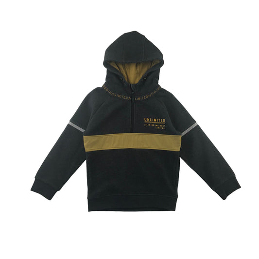 Nutmeg hoodie dark grey with mustard panelling details