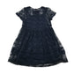 Matalan Dress 8-9 Years Navy Lace over Layer with Floral Design and Under Layer Plain Navy with Spaghetti Straps Cotton