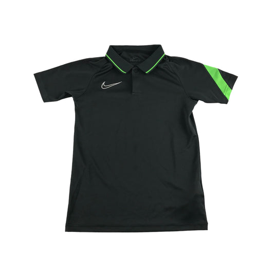 Nike Polo Shirt Age 9-10 Dark Grey and Green Dri-Fit Sport