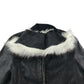 River Island light jacket 11-12 years black bomber style cuffed arms and waist faux fur collar