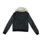 River Island light jacket 11-12 years black bomber style cuffed arms and waist faux fur collar