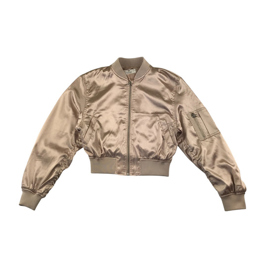 H&M light jacket 12-13 years pink shiny bomber style cuffed arms and waist