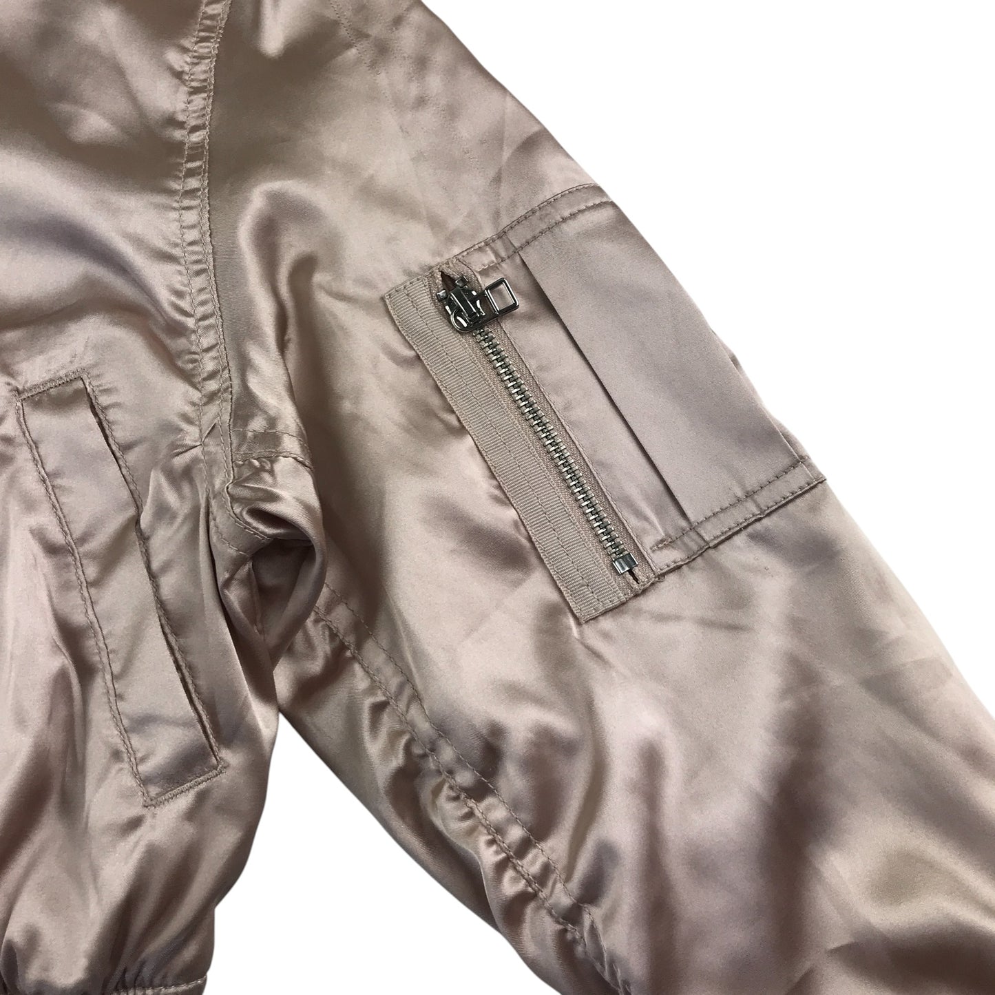 H&M light jacket 12-13 years pink shiny bomber style cuffed arms and waist