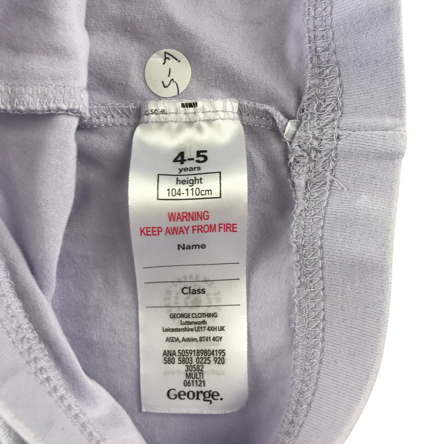 George leggings 4-5 years lilac purple plain cropped