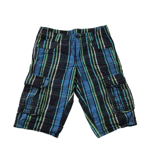 Here There Shorts Age 9 Blue and green check Pattern Cargo Style