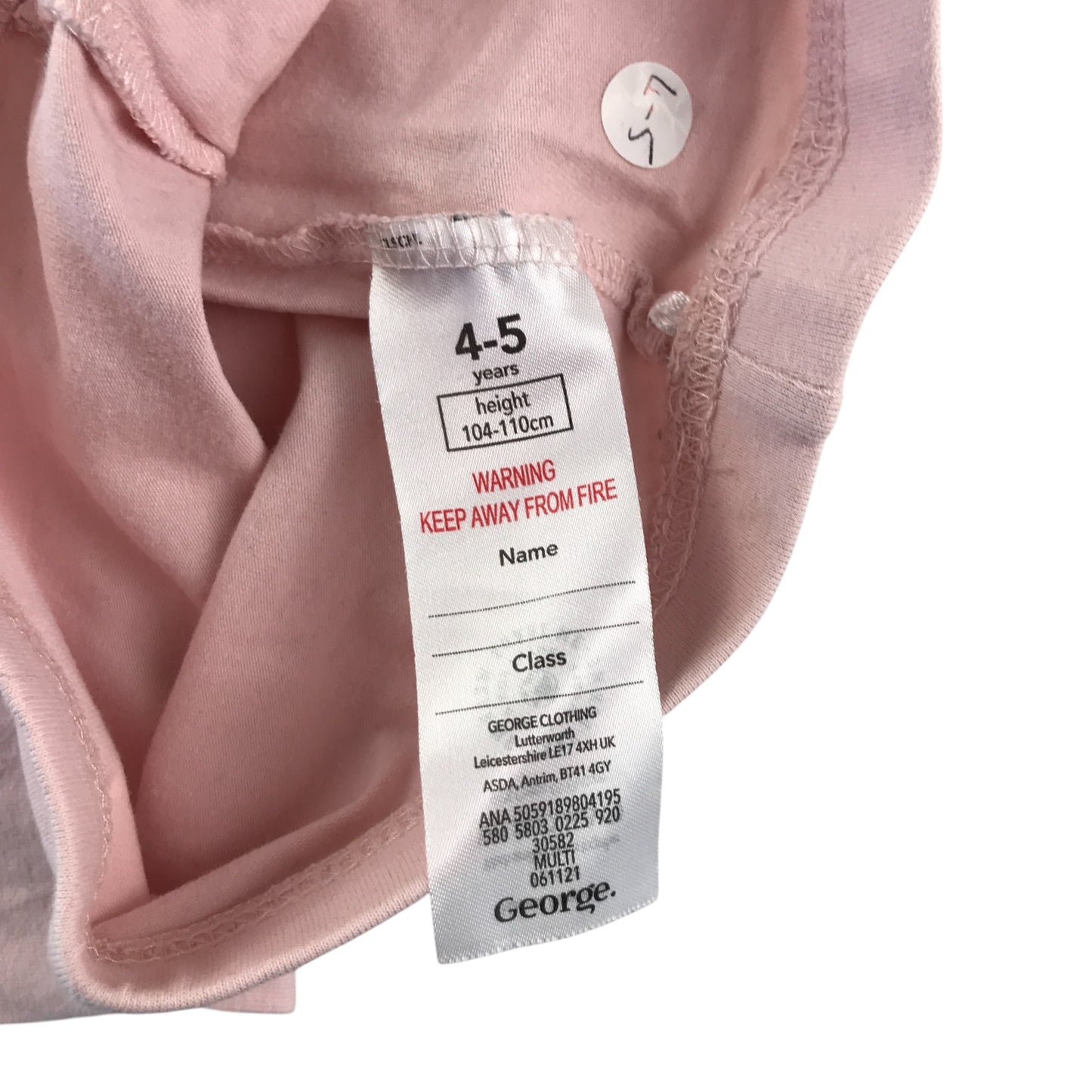 George leggings 4-5 years pink plain cropped