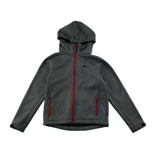 Trespass jacket 9-10 years grey with red detailing waterproof hard shell warm fleece lining