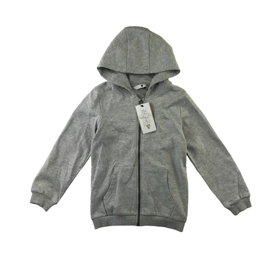 Very hoodie 6-7 years light grey plain with dinosaur embroidered