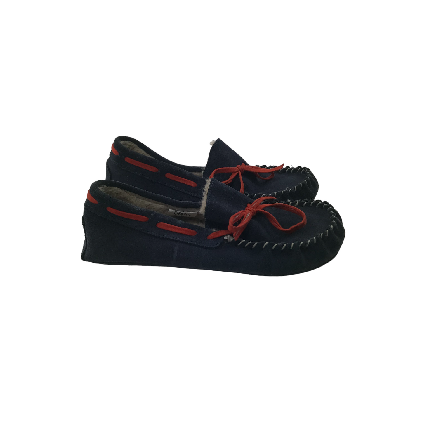 Boden Navy and Red Leather Loafer Slippers Shoe Size 13.5 jr