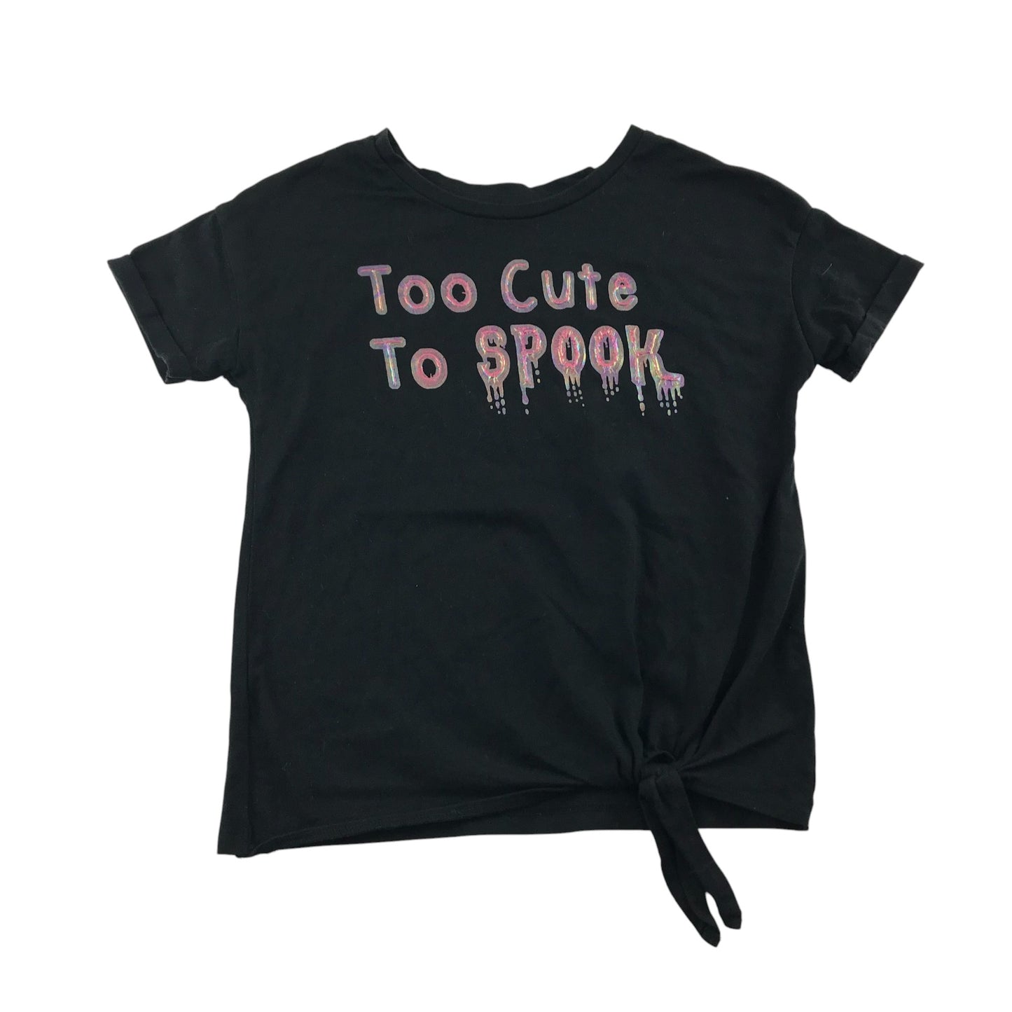 Tu T-Shirt 7-8 Years Black Too Cute to Spook Halloween Cotton