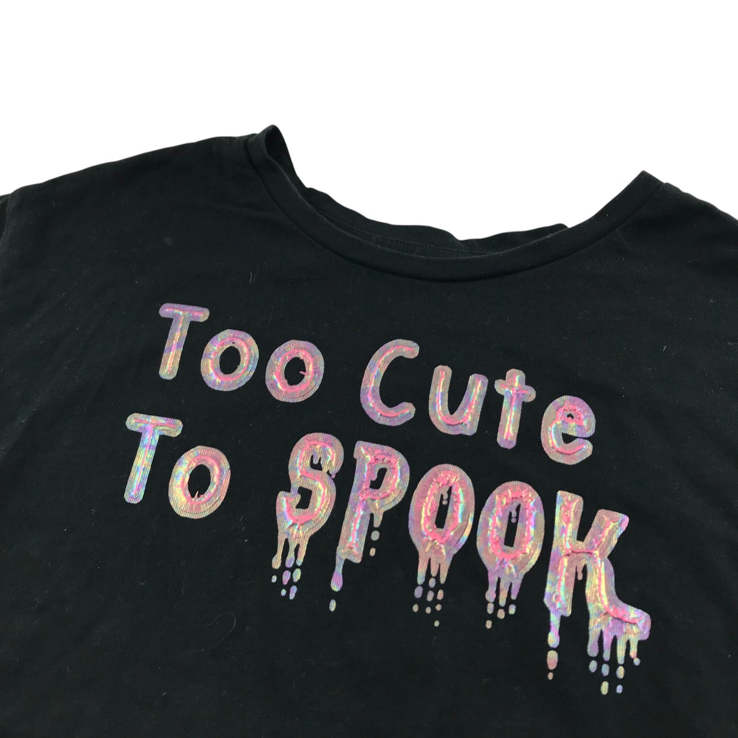 Tu T-Shirt 7-8 Years Black Too Cute to Spook Halloween Cotton