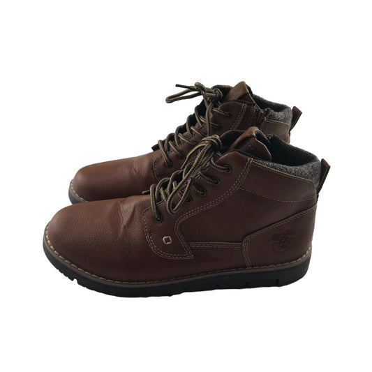 Tu boots shoe size 4 brown faux leather with zippers and laces