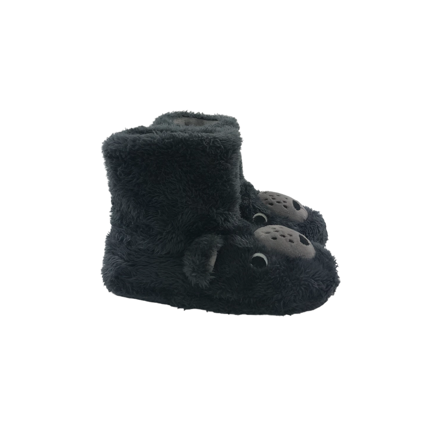 Grey Bear Face Slippers Shoe Size 10 jr