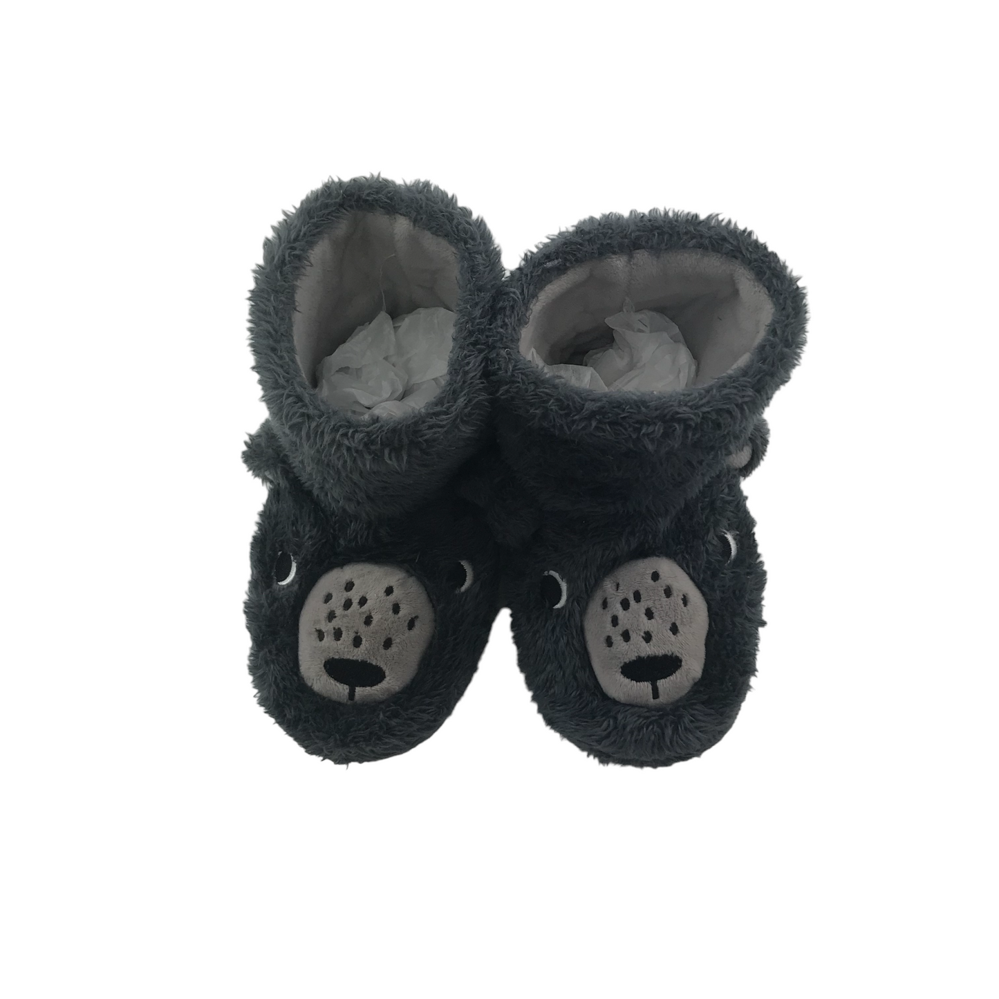 Grey Bear Face Slippers Shoe Size 10 jr