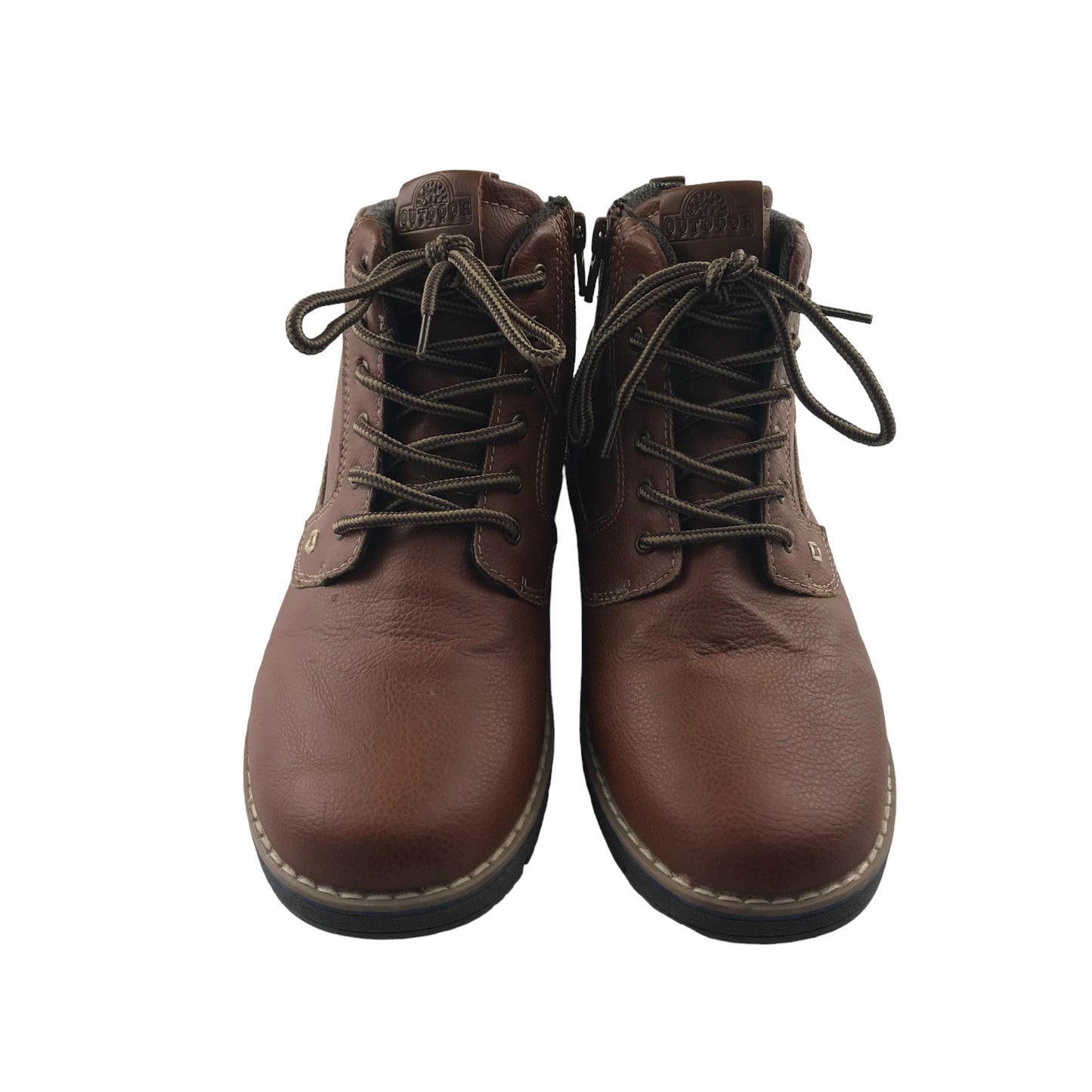 Tu boots shoe size 4 brown faux leather with zippers and laces