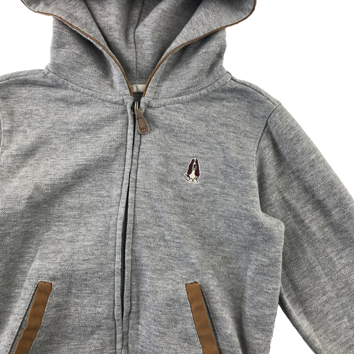 Hush Puppies hoodie 6 years light grey full zipper with embroidered dog