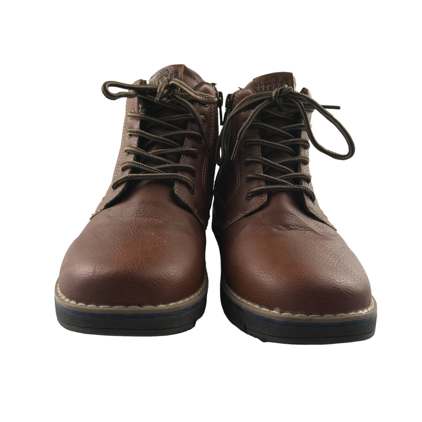 Tu boots shoe size 4 brown faux leather with zippers and laces