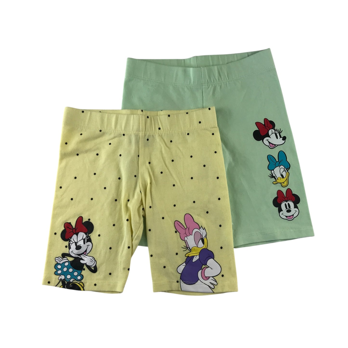 Primark leggings 6-7 years yellow and green Mickey and friends graphic prints cropped bundle