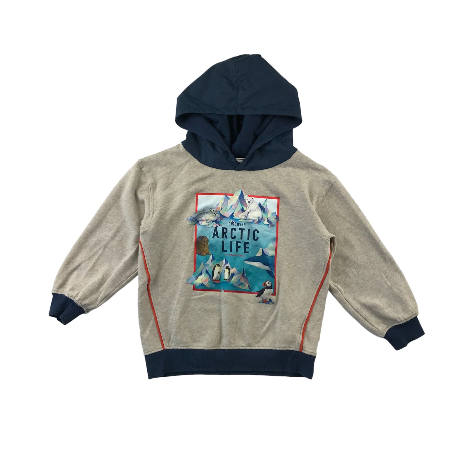 H&M hoodie 7-8 years light grey arctic graphic design