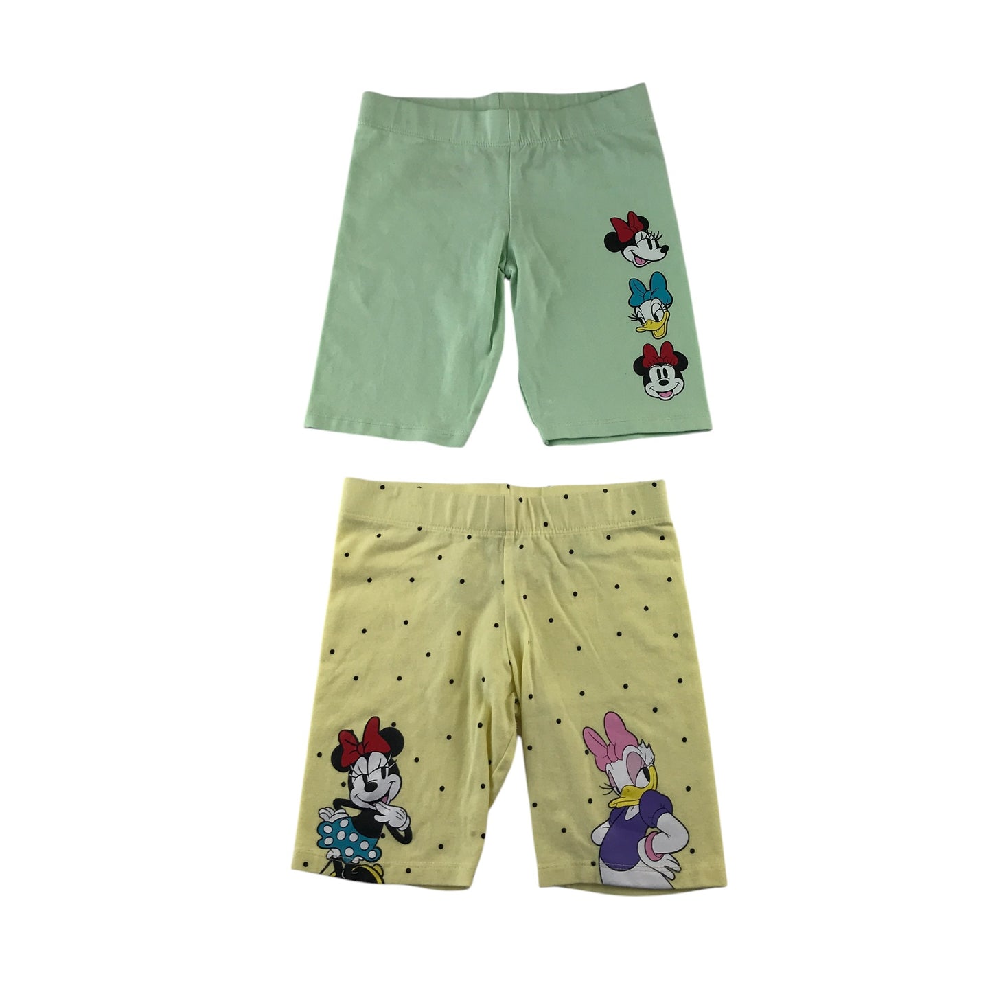 Primark leggings 6-7 years yellow and green Mickey and friends graphic prints cropped bundle