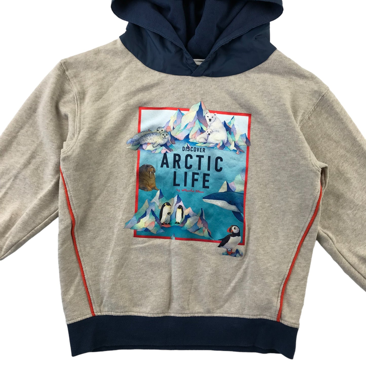 H&M hoodie 7-8 years light grey arctic graphic design