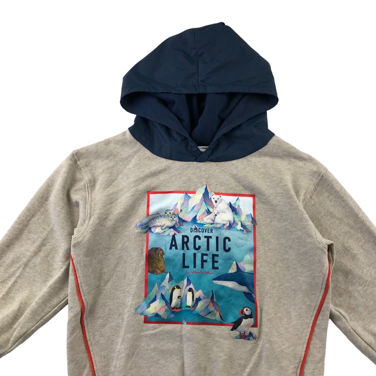 H&M hoodie 7-8 years light grey arctic graphic design