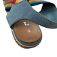 Tu sandals shoe size 2 blue straps with glittery rainbow detail strap