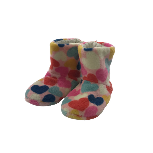 M&S Multicoloured Love heart Slippers Shoe Size 2