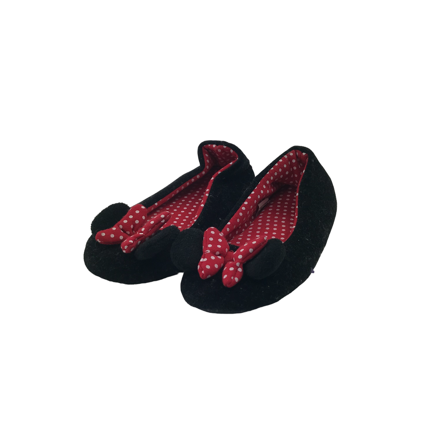 M&S Black Bowtie Minnie Mouse Slippers Shoe Size 2