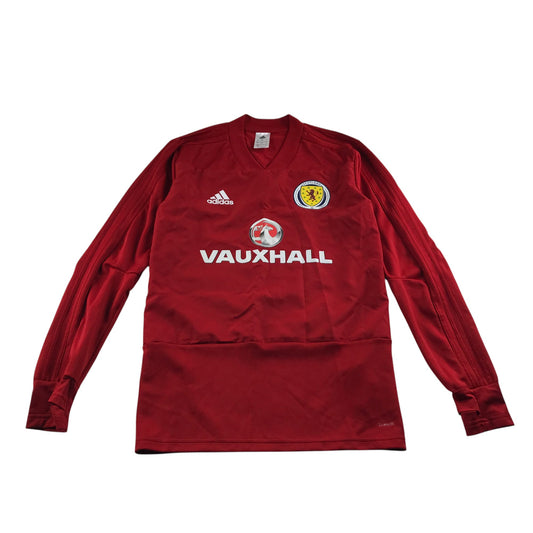 Adidas Scotland National Team Men's Small Red Plain V-neck Long Sleeve Training Top 2017-2018