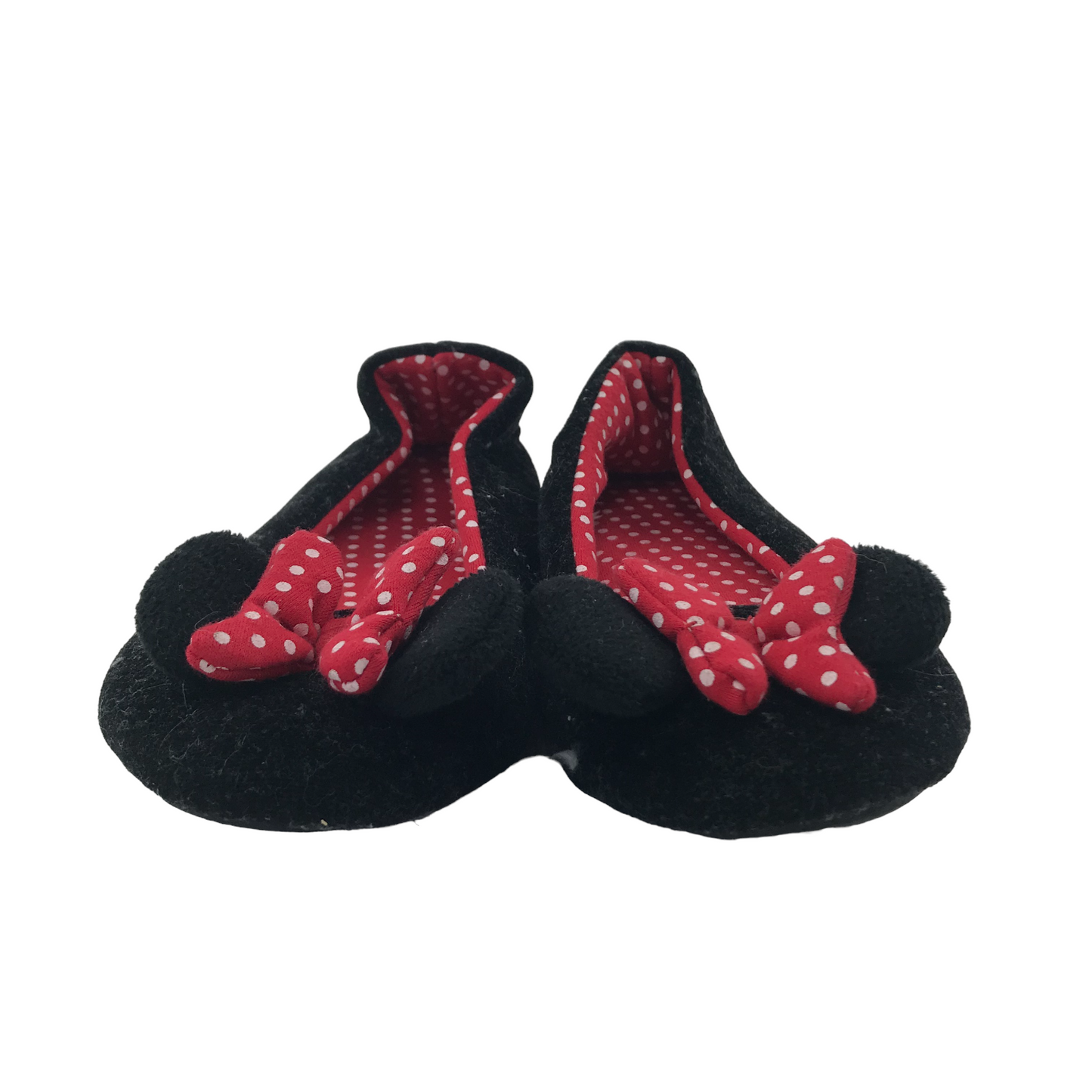 M&S Black Bowtie Minnie Mouse Slippers Shoe Size 2