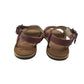 Clarks sandal shoe size 10 junior red clay and sliver straps with brown soles