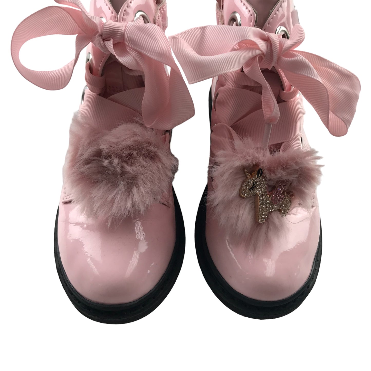 Lelli Kelly boots shoe size 10 junior light pink ankle boots with fluffy unicorn trinkets