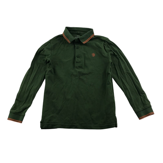 M&S polo shirt 7-8 years khaki with embroidered logo cotton