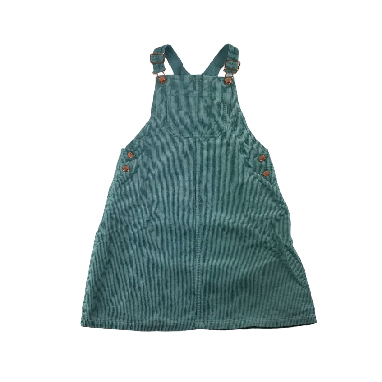 M&S Dungaree Dress Age 10 Light Turquoise Blue Corduroy Cotton