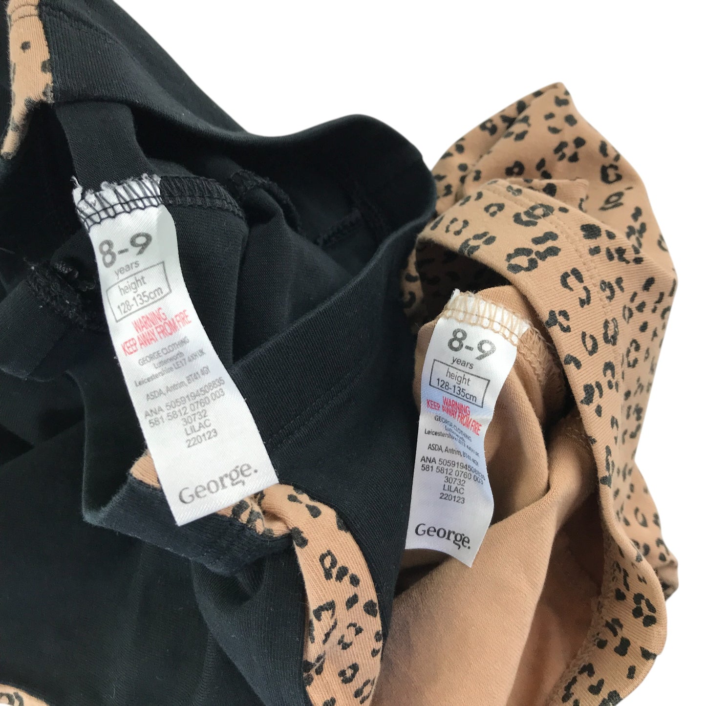 George leggings 8-9 years leopard black and brown cropped bundle