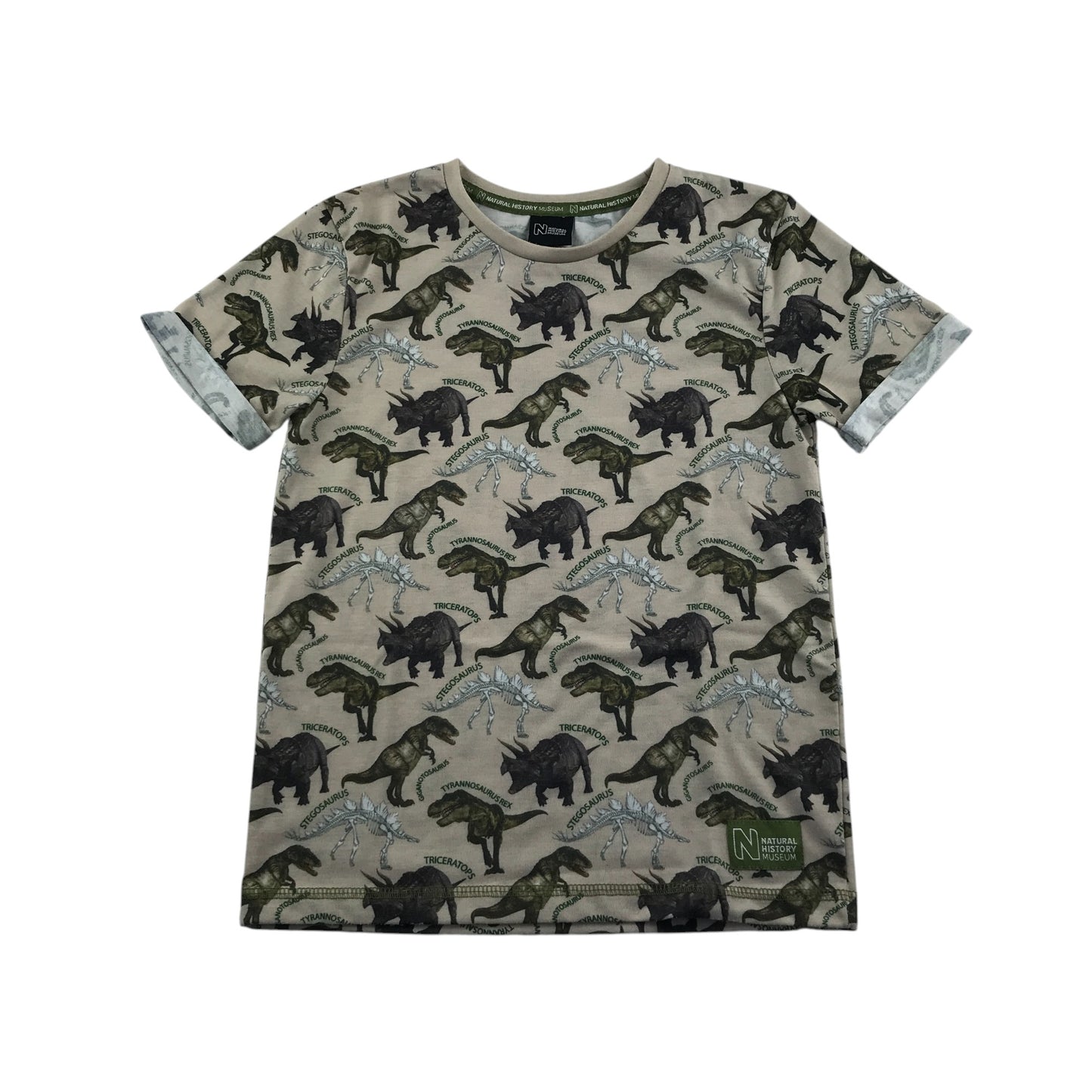 National History Museum t-shirt 7-8 years grey dinosaur design print