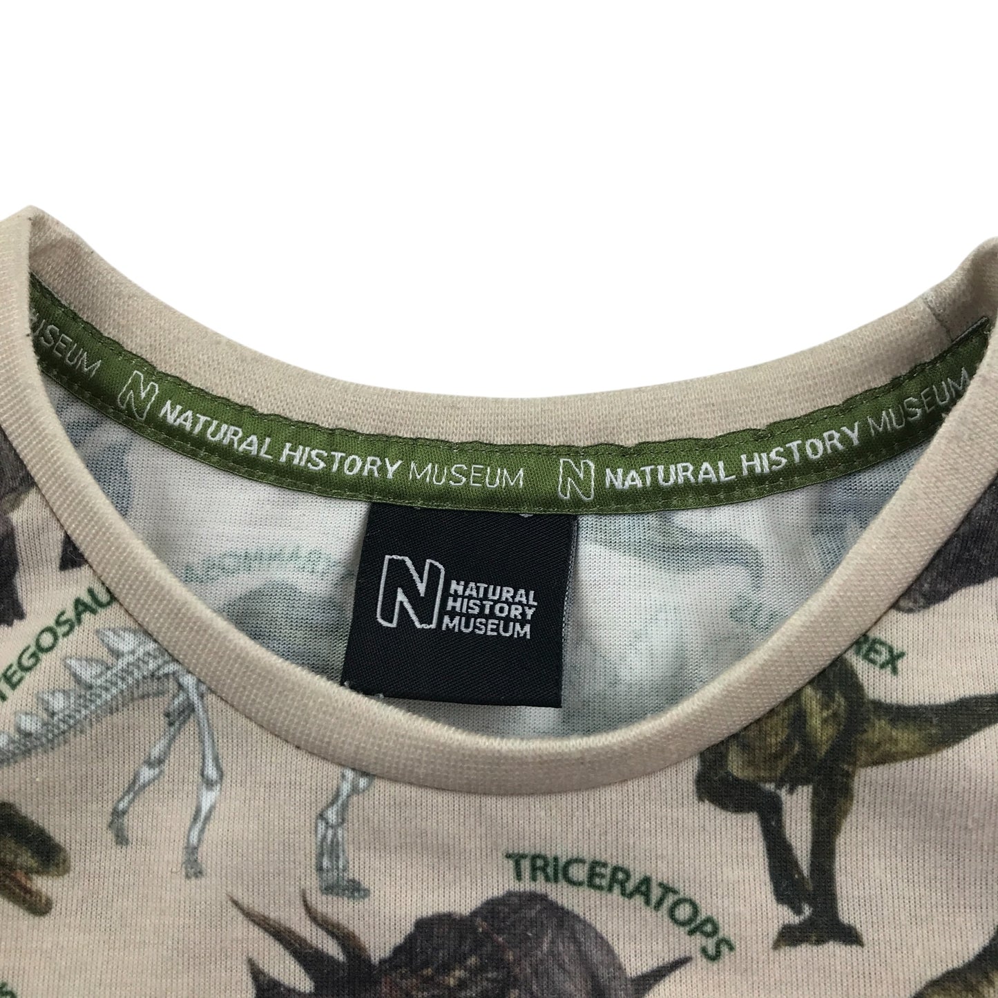 National History Museum t-shirt 7-8 years grey dinosaur design print