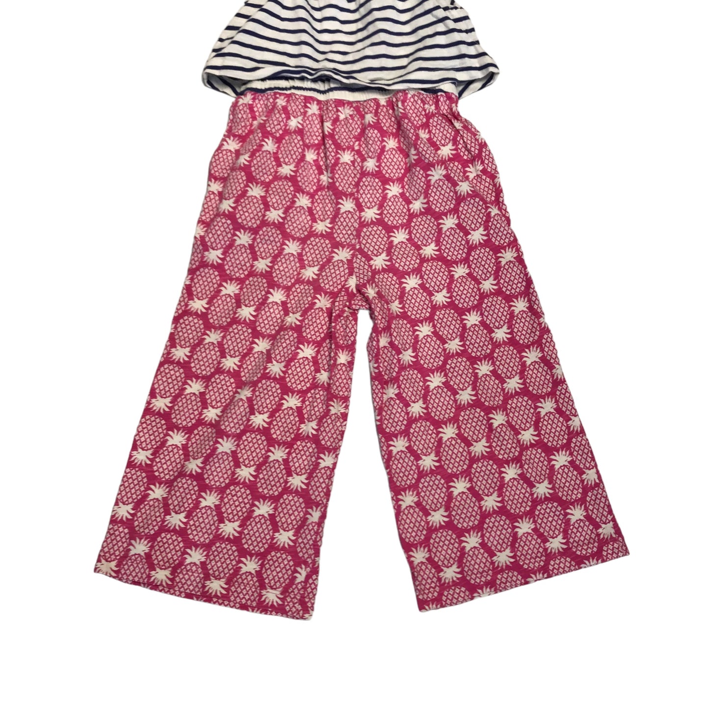 Boden Jumpsuit Age 6 Pink Pineapple Print and Navy Stripes Cotton