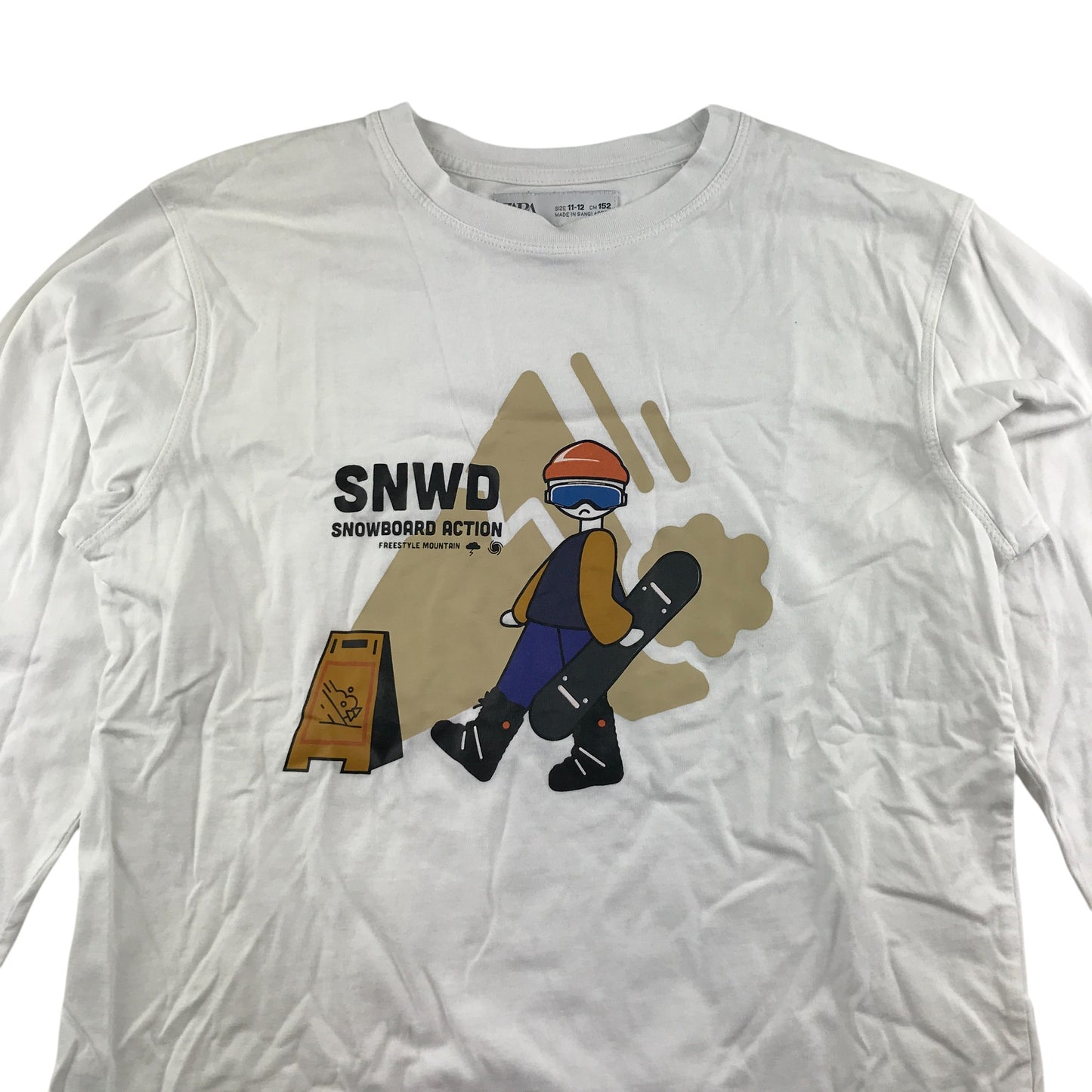 Zara t-shirt 11-12 years white snowboarding graphic print cotton