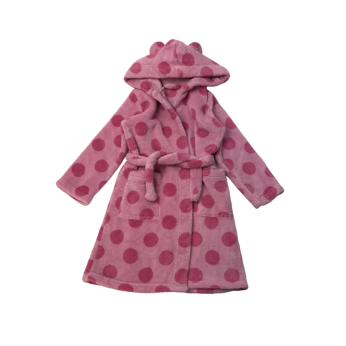 M&S Pink Dressing Gown Age 5-6 Pink Polka Dot Pattern