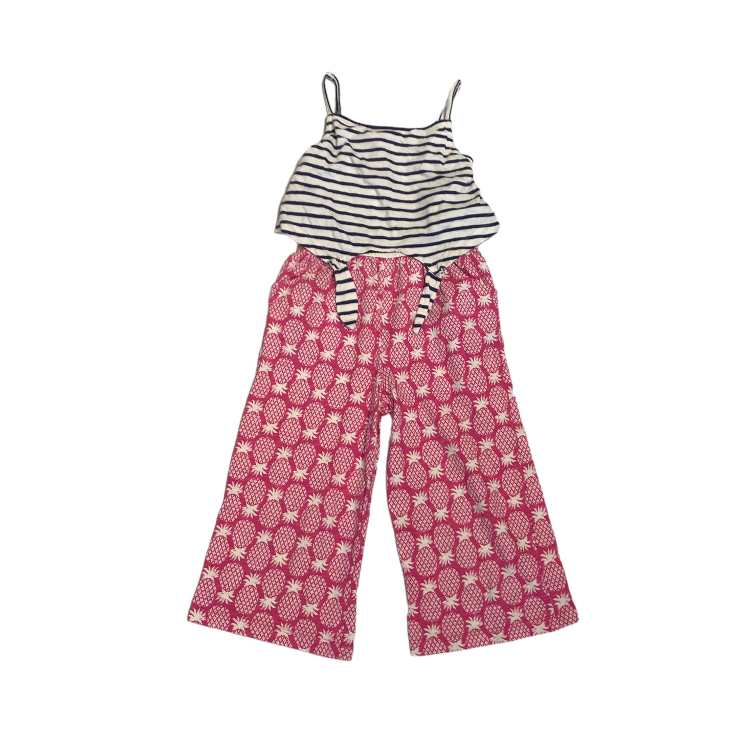 Boden Jumpsuit Age 6 Pink Pineapple Print and Navy Stripes Cotton