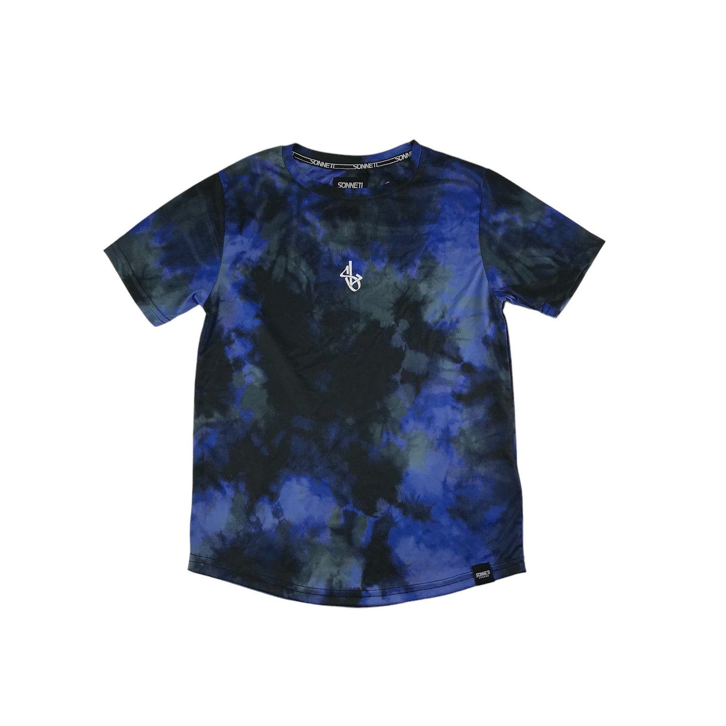 Sonneti Sports Top Age 12 Black and Blue Watercolour Print Pattern